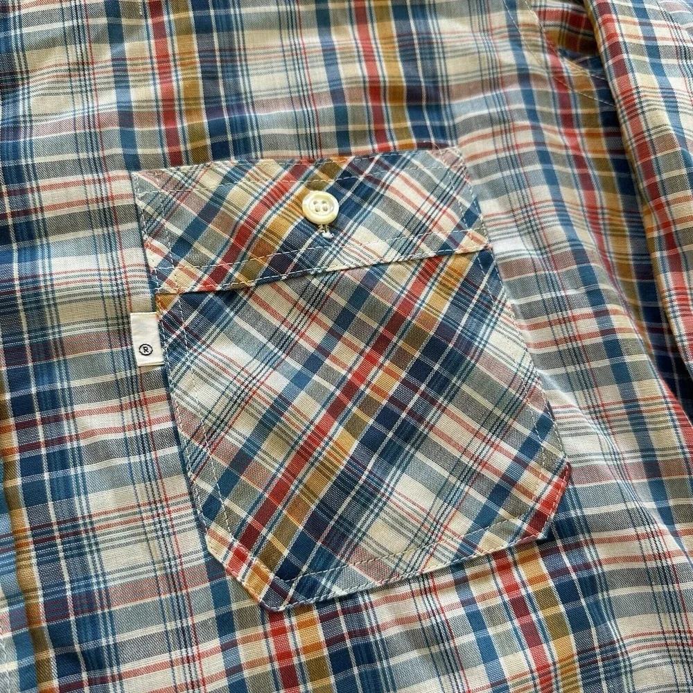 Vintage‎ Levi's Shirt Mens L Movin' On Plaid Button Up Western 80s Cotton
